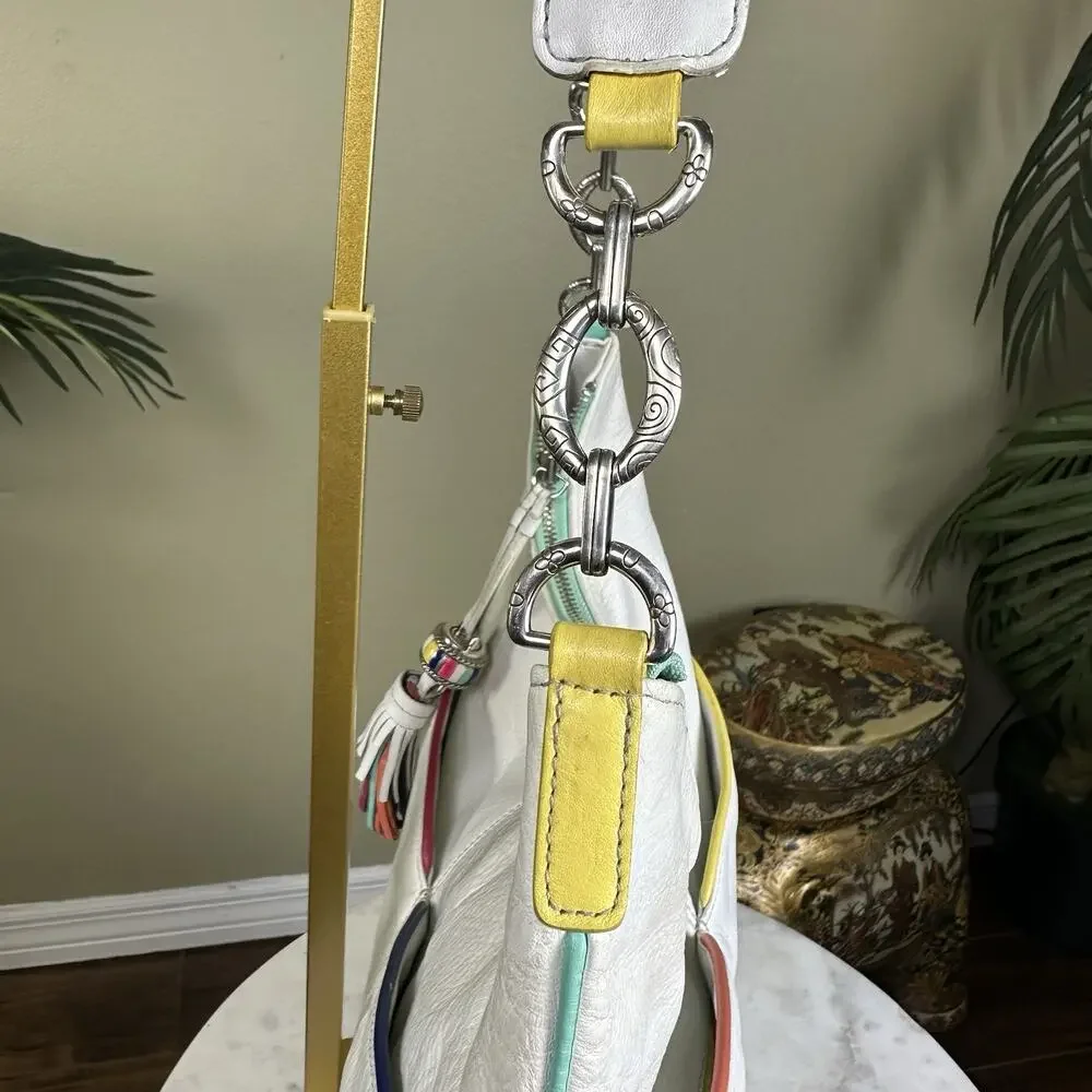 Brighton Lumina Hobo bag White with piping butter Soft Leather Perfect Ornate